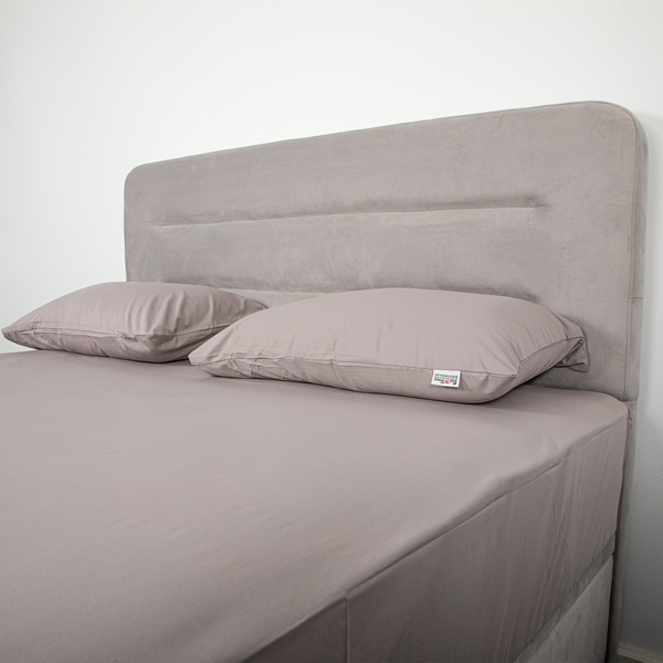 Percale Cotton, Fitted bed sheet set- Light Gray