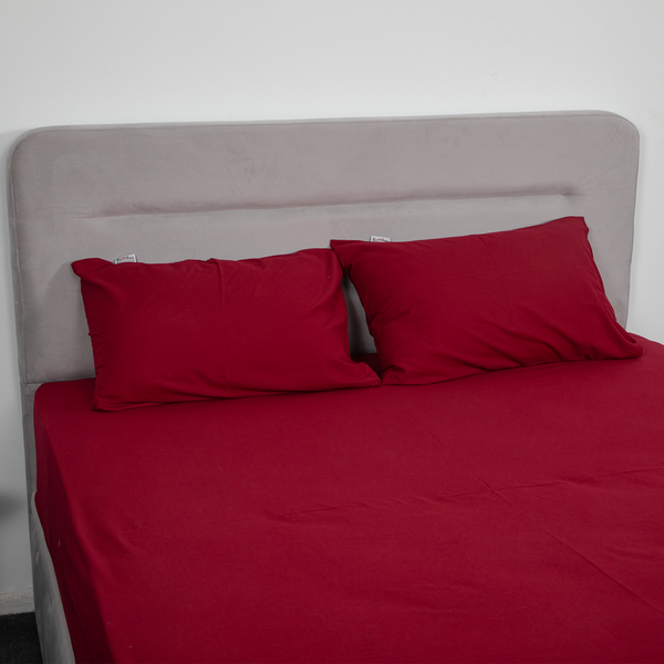 Percale Cotton, Fitted bed sheet set- Maroon