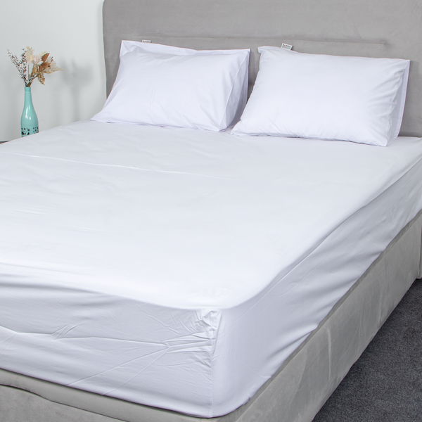 Percale Cotton, Fitted bed sheet set- White