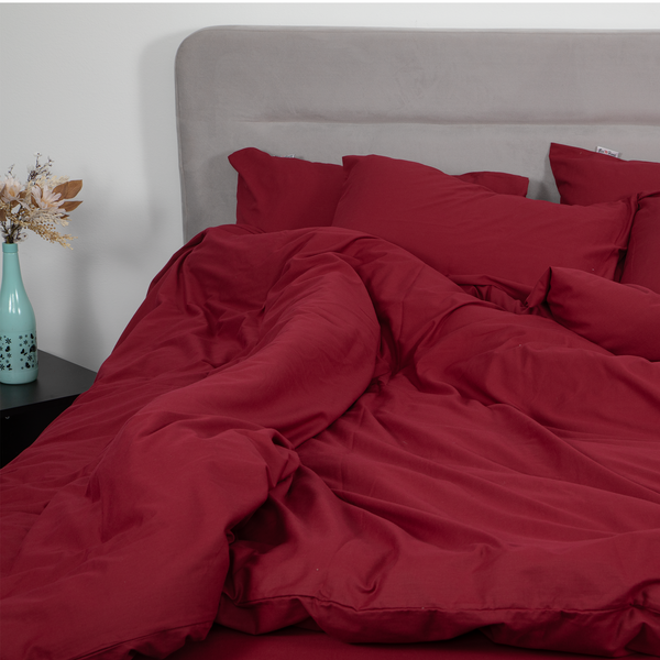 Percale Cotton, Duvet cover set - Maroon