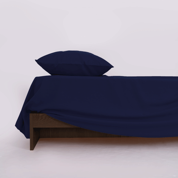 Percale Cotton, Flat bed sheet set - Dark Blue