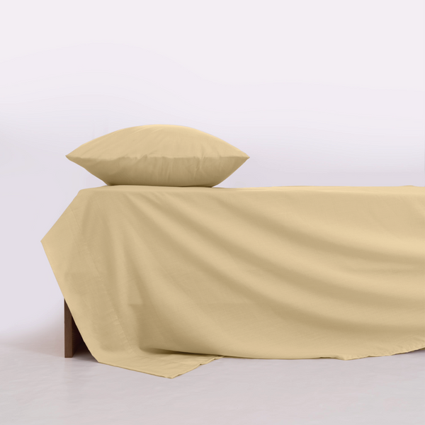 Percale Cotton, Flat bed sheet set - Tan
