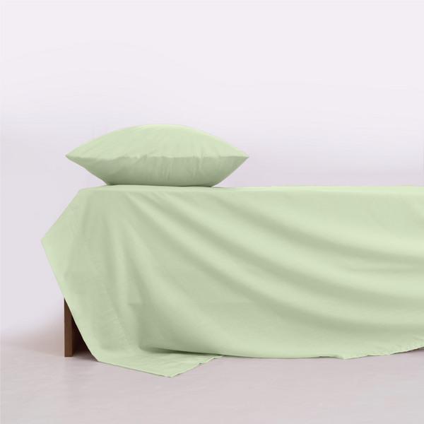 Percale Cotton, Flat bed sheet set - Green