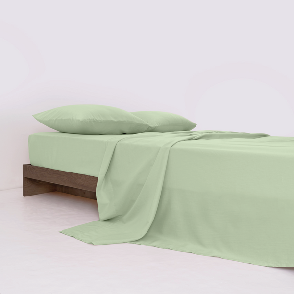 Percale Cotton, Flat bed sheet set - Green