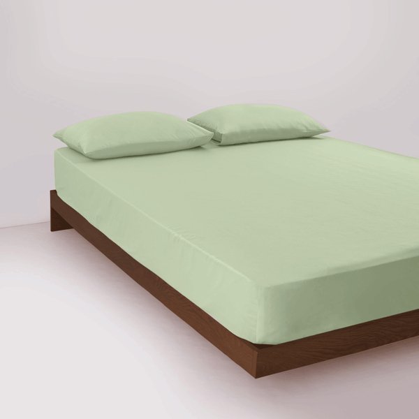 Percale Cotton, Fitted bed sheet set- Green