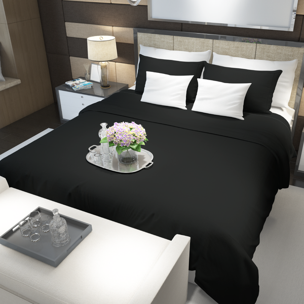Percale Cotton, Flat bed sheet set - Black