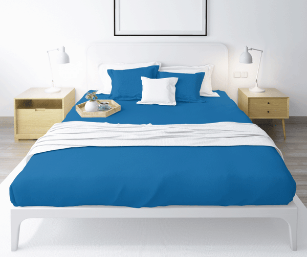 Fitted bed sheet set- Signal Blue