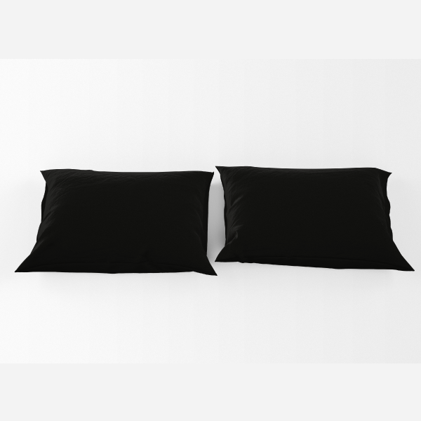 Percale Cotton, Pillowcase, Pack of two, Black - 50x70cm