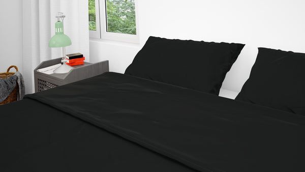 Percale Cotton, Flat bed sheet set - Black