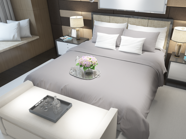 Percale Cotton, Flat bed sheet set - Light Gray