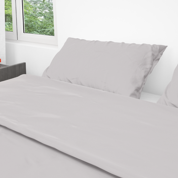 Percale Cotton, Flat bed sheet set - Light Gray