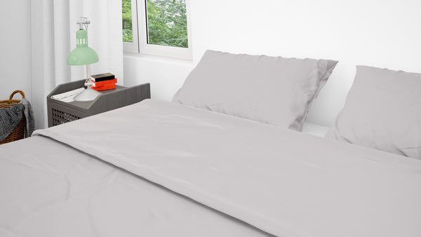 Percale Cotton, Fitted bed sheet set- Light Gray