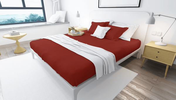 Percale Cotton, Fitted bed sheet set- Maroon