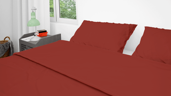 Percale Cotton, Flat bed sheet set - Maroon
